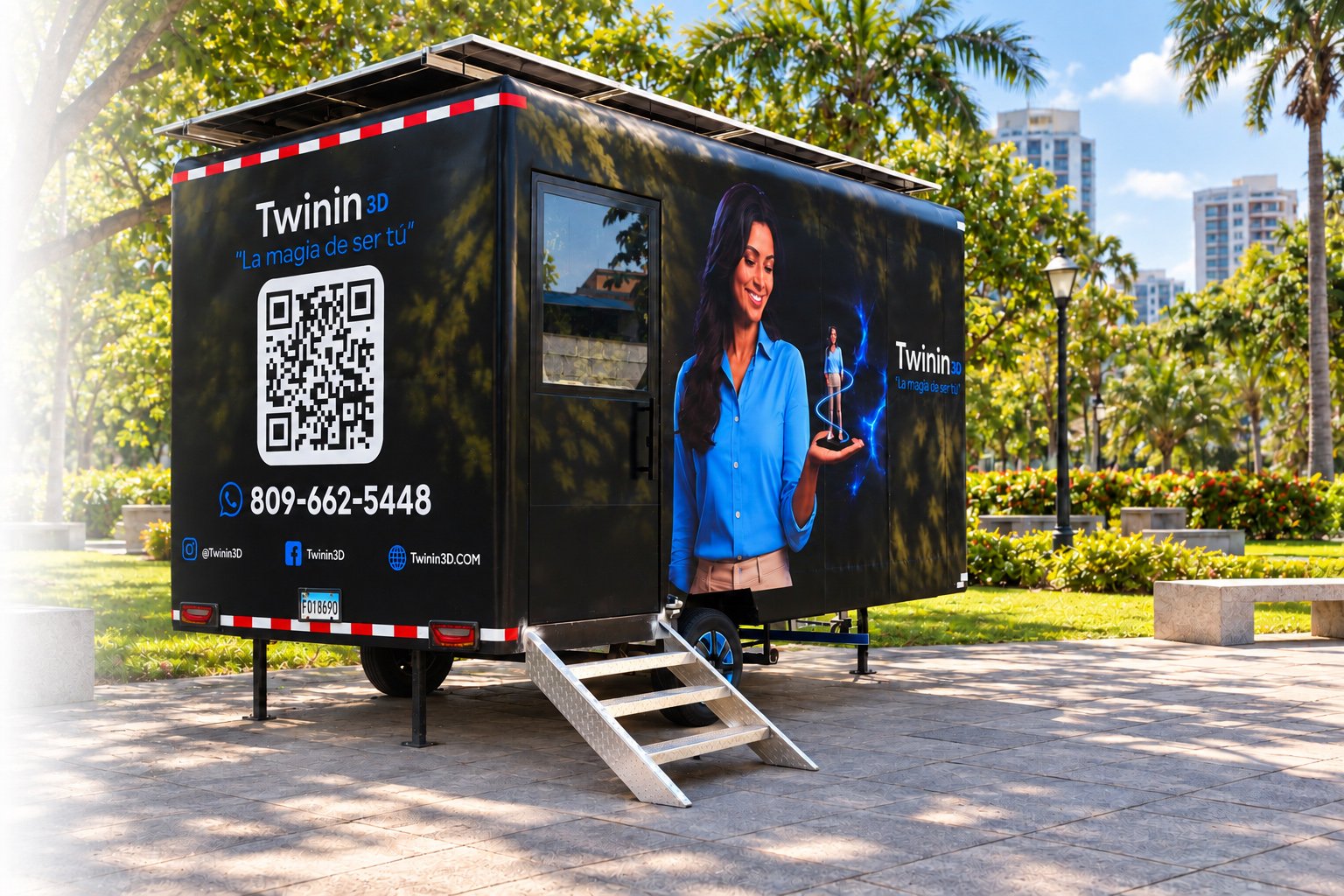 Oficina móvil Twinin 3D en un evento